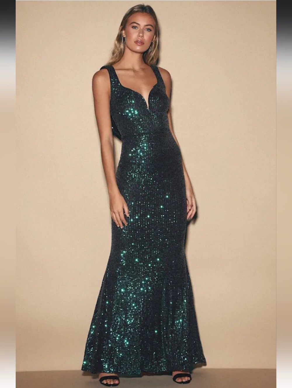 Glam Green Sequin Gown - Sparkling Emerald Evening Dress NWT Size Medium